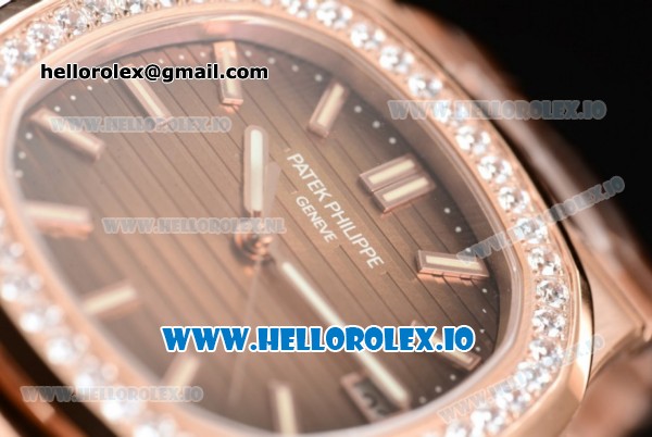 Patek Philippe Nautilus Miyota 9015 Automatic Rose Gold Case Brown Dial With Stick Markers Rose Gold Bracelet - Click Image to Close